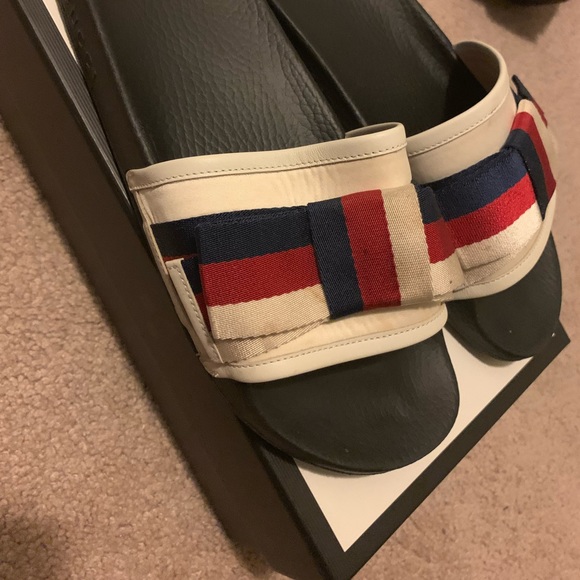 Gucci Shoes - Gucci Cream Pursuit Ribbon Bow Slides Gucci size 41